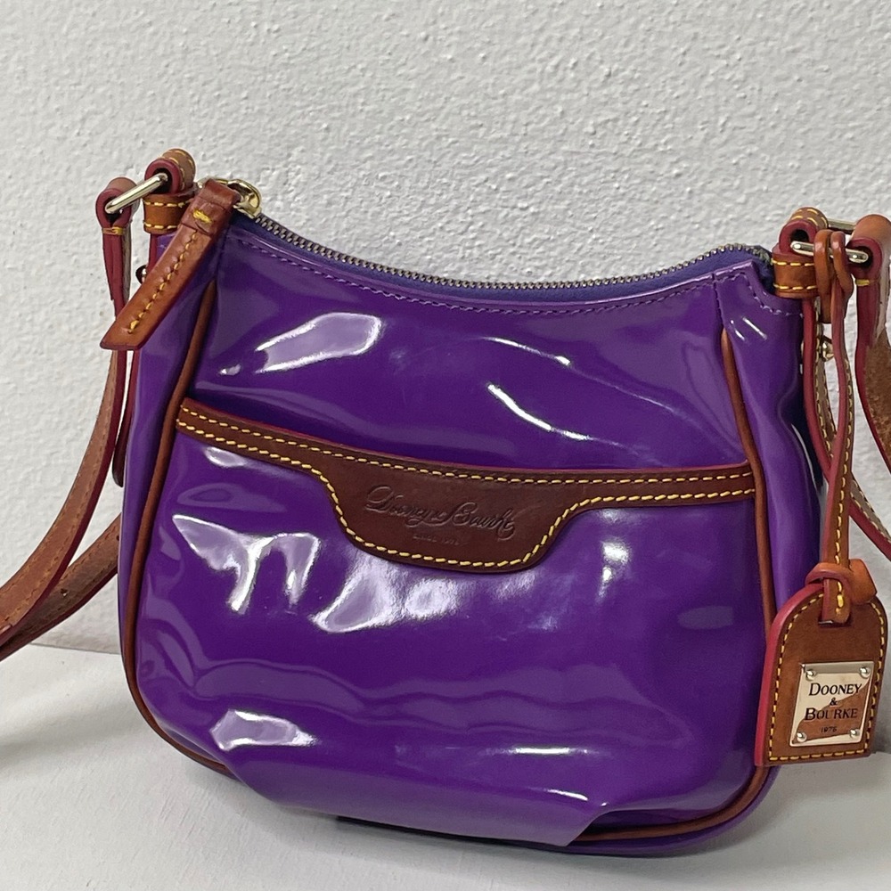 Dooney & Bourke Purple Mini Margot Crossbody Purse Patent Leather Bag Preppy